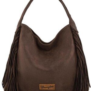 Wrangler Fringe Suede Hobo Bag for Women Leather Western Fringe Purse Tassel Hip